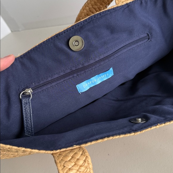 Draper James Straw Bag with Navy Lining - Picture 12 of 16